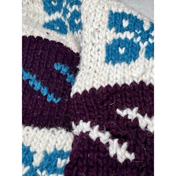 Ecuadorian Hand Knitted Wool Sweater Fair Isle Crew Neck Multicolor Unisex Large - Picture 10 of 10